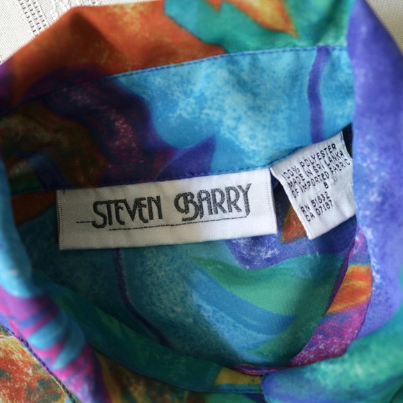 Funky blue sheer button down blouse - Picture 4 of 8